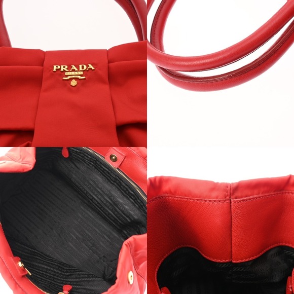 PRADA Rion Red Bow Handbag - Picture 8 of 10